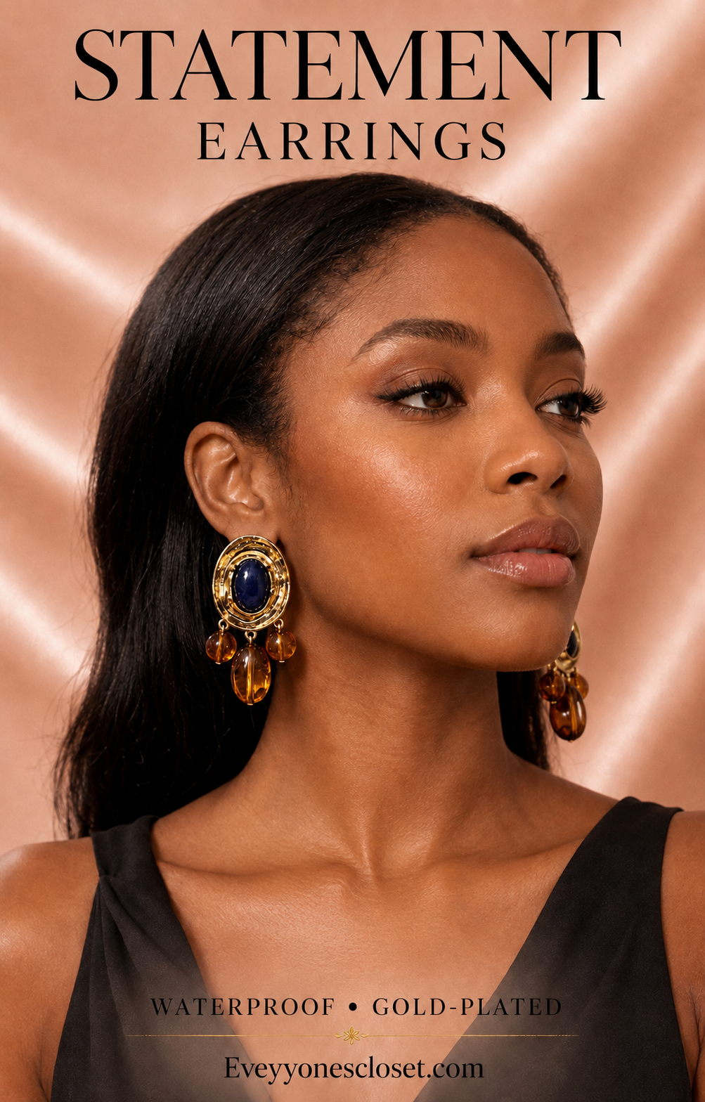 Midnight Amber Statement Earrings